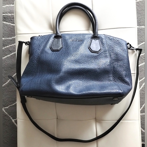 Michael Kors Pebbled Leather Two Tone Satchel Convertible Crossbody Bag - Picture 5 of 16